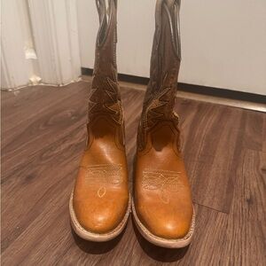Dyna Kids Brown Leather Cowboy Boots Size 12